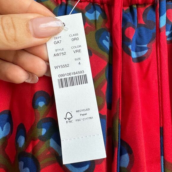 NWT J. Crew Collection SZ 4 Small Drapey Straight Leg Luxury Red Pants Floral - Picture 6 of 9